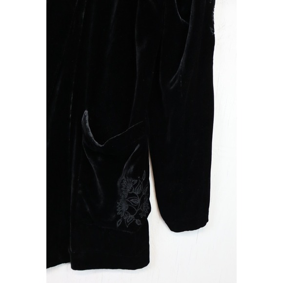 Johnny Was Jade Velvet Black Jacket Open Size M Rayon Silk L40820-7 Embroidered - Picture 8 of 12